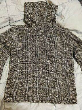 J. Crew Black & White Plaid Turtleneck Sweater